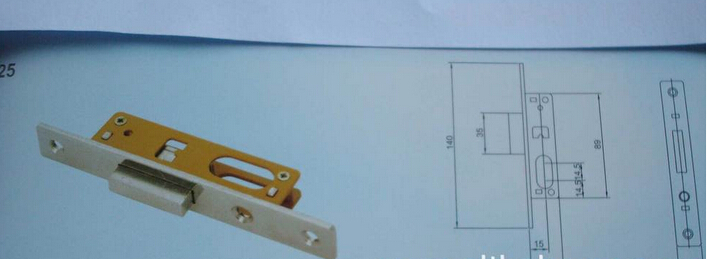 供应高质量窄型，短型小插芯门锁单方舌锁体