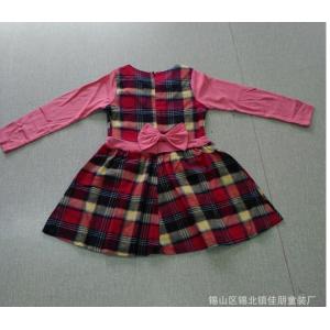 2014秋冬新品女童长袖格子连衣裙