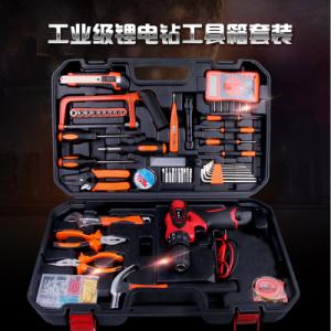 128件套家用手电钻充电式 锂电钻充电钻 电动螺丝刀12V 套装工具