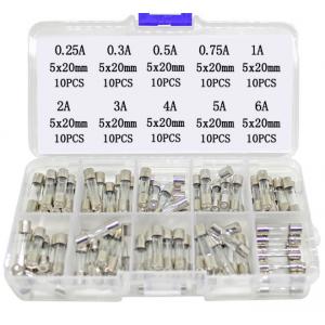 现货 玻璃保险管5*20mm 0.25A~6A保险丝管 10种型号盒装保护器件