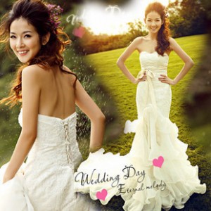 抹胸婚纱晚礼服